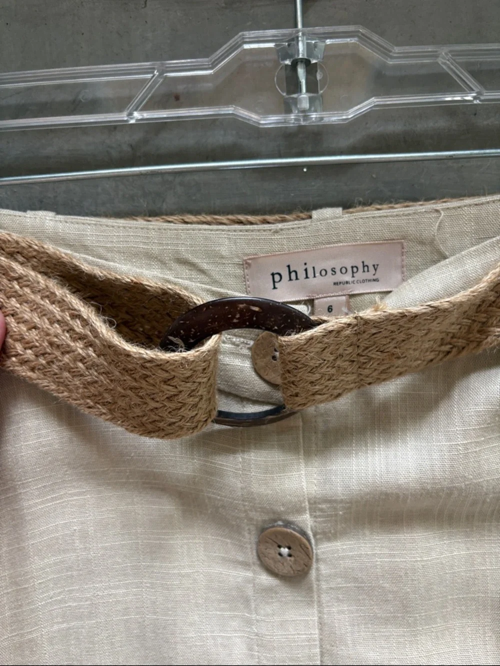 Philosophy Beige Button-Front Midi Skirt with Belt - Picture 3 of 5